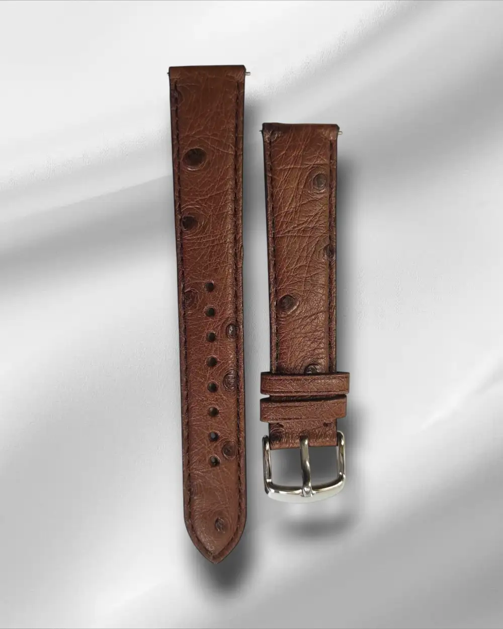 Refined Textured Finish Quick Release Tang Buckle Ostrich Leather Watch Strap