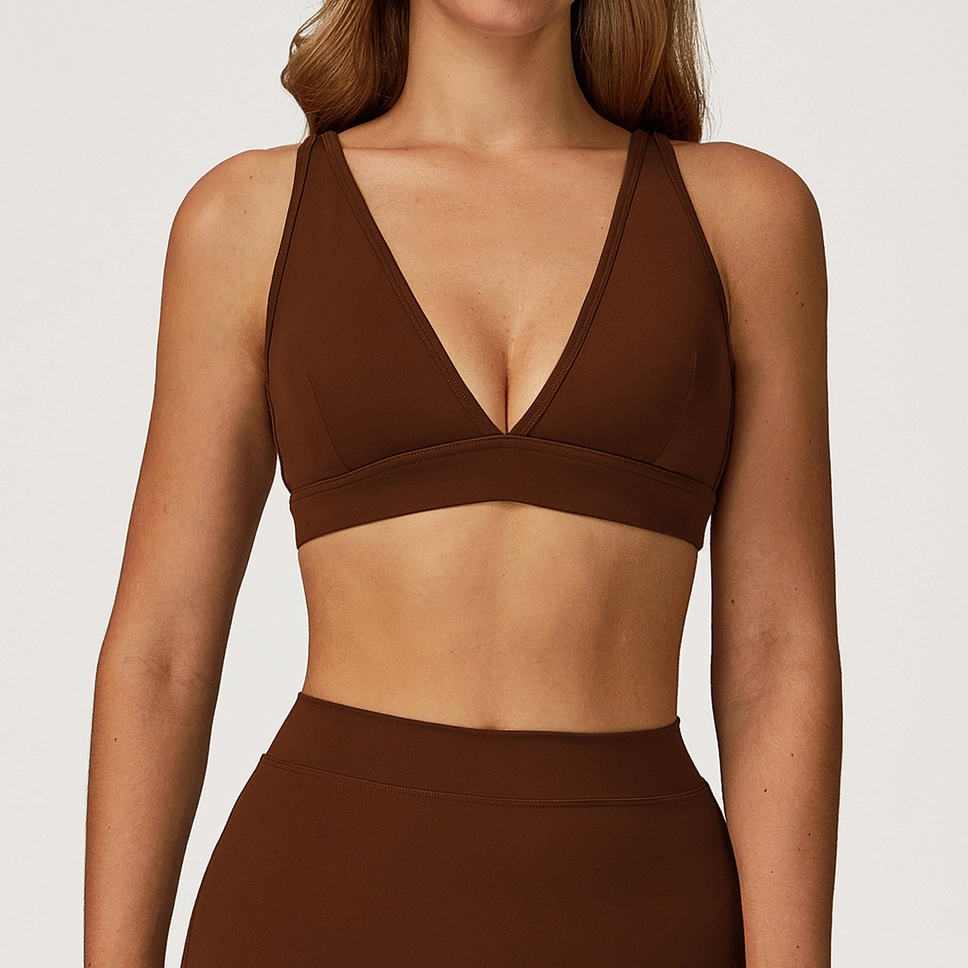 Deep V-Neck Sports Bra
