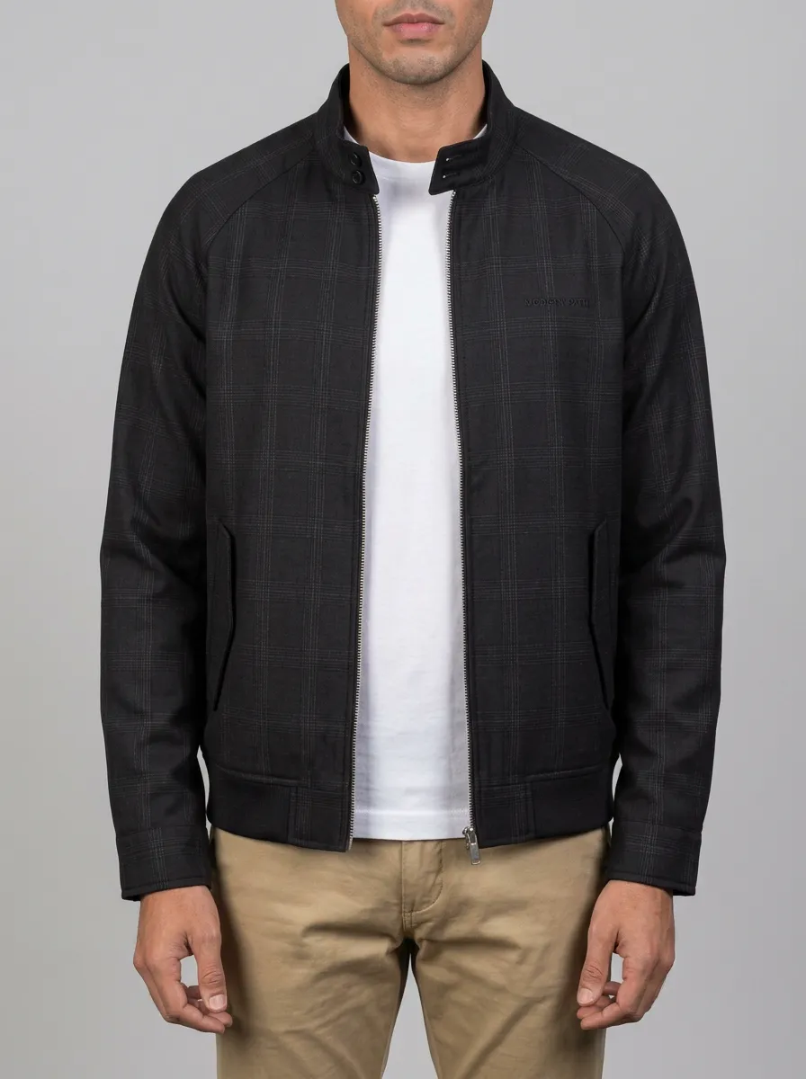 Plaid Bomber Denim Jacket