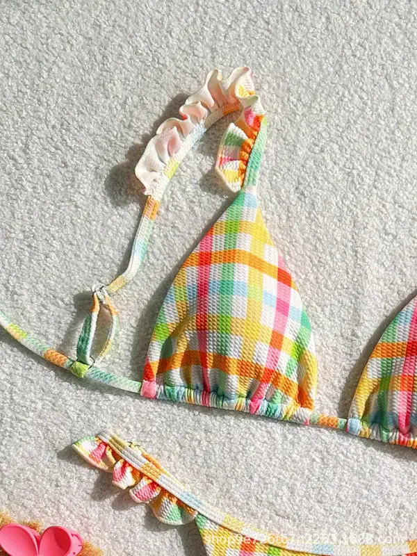 Checkered Lace Bikini Swim Set
