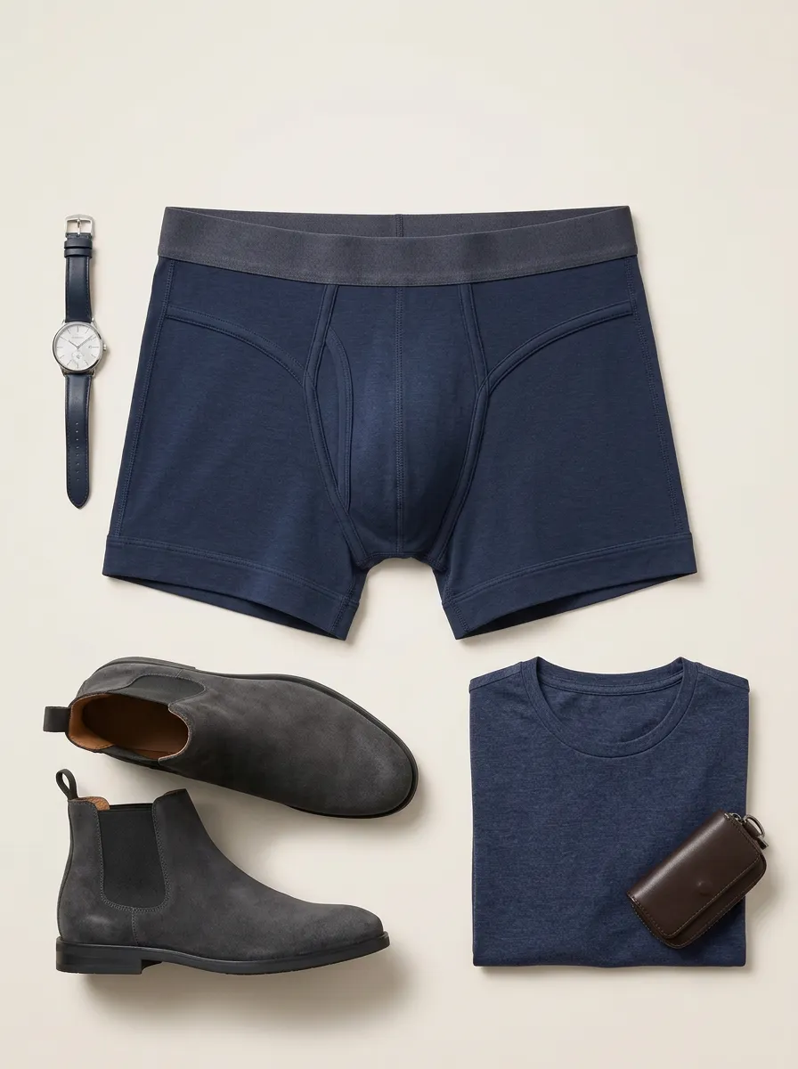 Men's Solid Navy Blue Comfortable Cotton Boxer Briefs