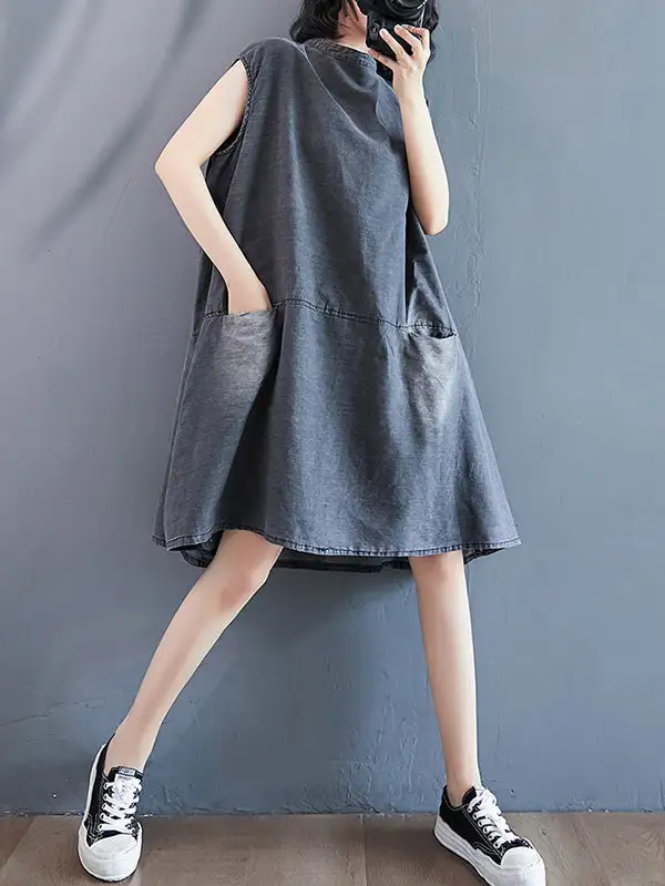 Original Split Joint With Pocket Denim Dress