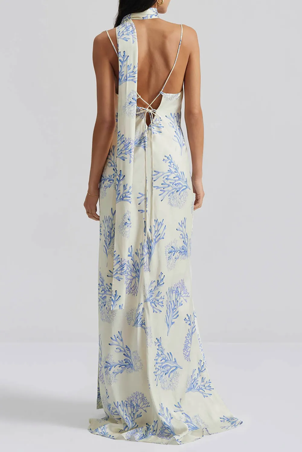 Seafoam Print Spaghetti Strap Maxi Dress