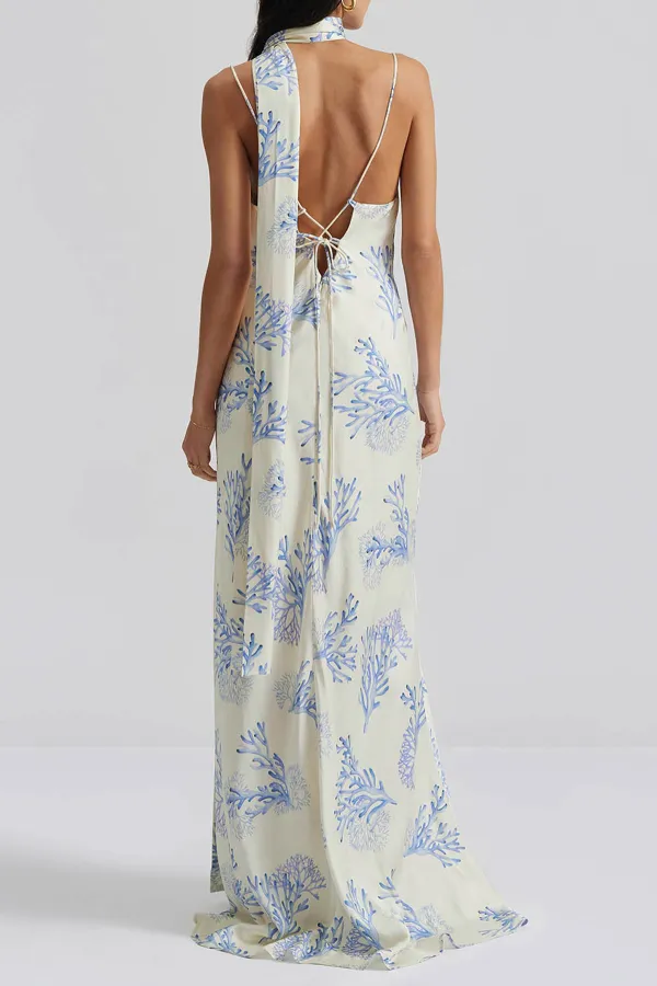 Seafoam Print Spaghetti Strap Maxi Dress