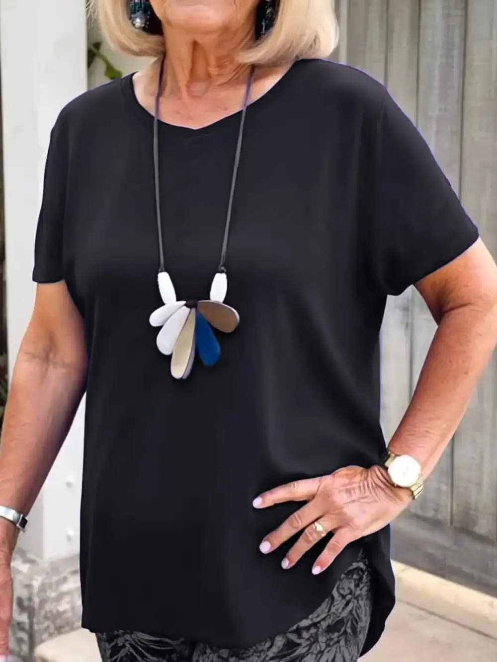 Full Size Round Neck Short Sleeve Top and Pants Set Plus Size Available