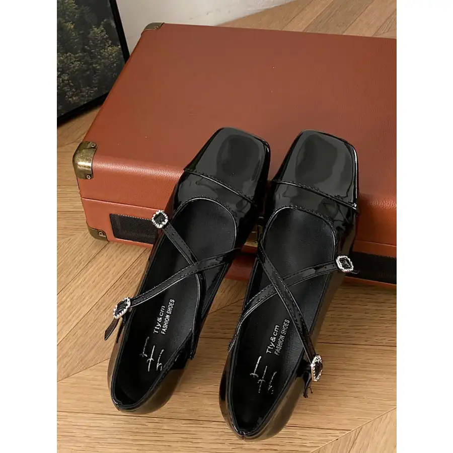 Square Toe Block Heels Mary Jane Shoes