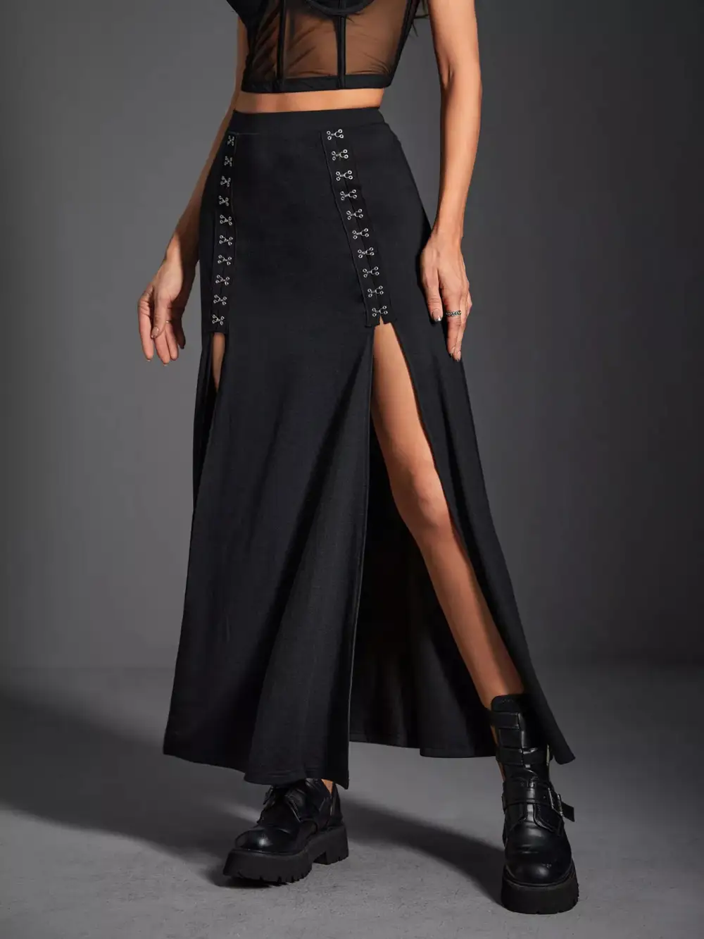 High Waisted Slit Skirt