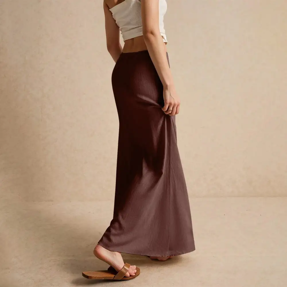 Satin A-Line Drawstring Skirt