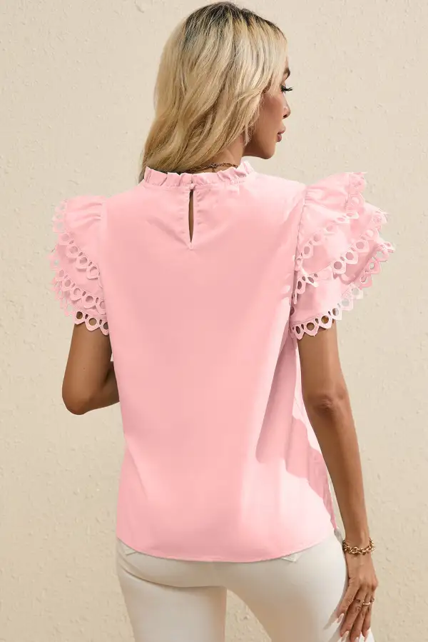 Embroidered Ruffled Frilled Blouse
