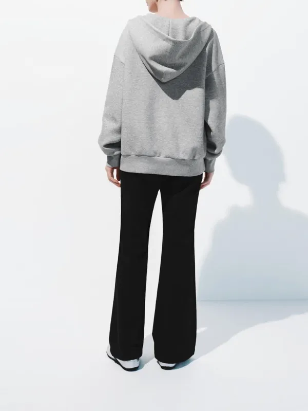 Lady's Grey Casual V-Neck Loose Hoodie