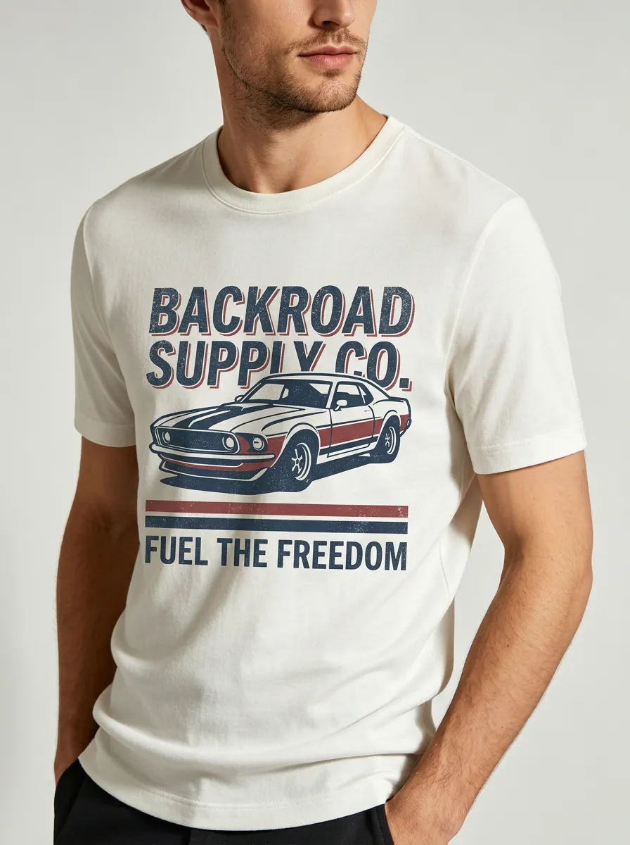 Men's Crewneck Summit Roamer Vintage Muscle Car Backroad Supply Graphic T-Shirt