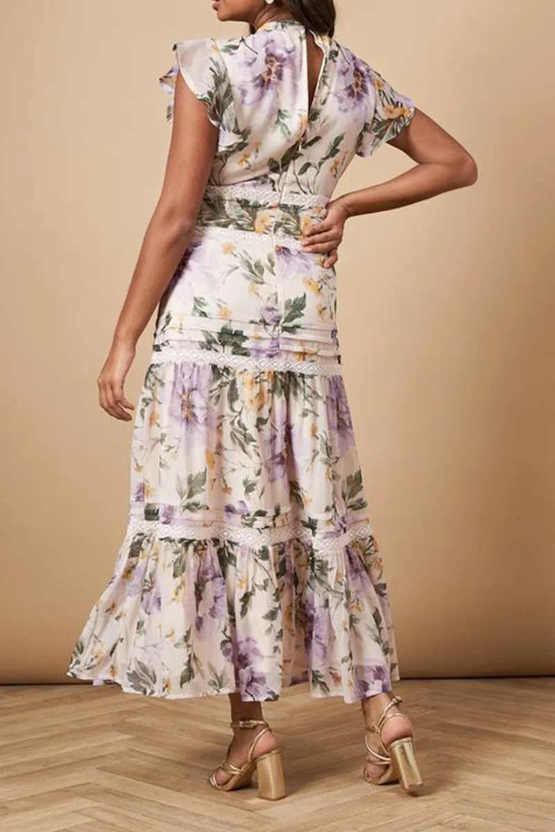 Green Floral Printed Insert Dress