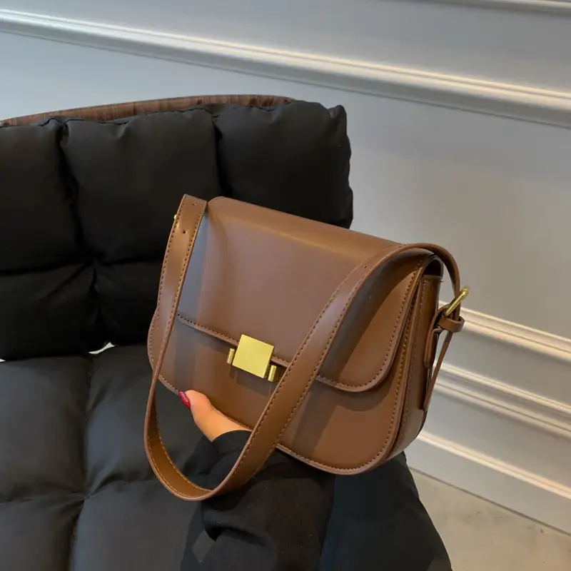 Structured Compact Faux Leather Square Crossbody Bag