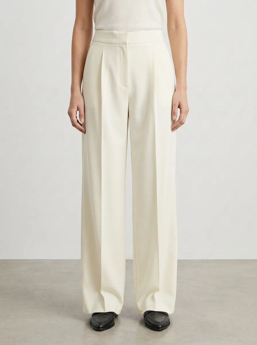 Tailored Design Pleated Wide-Leg Trousers