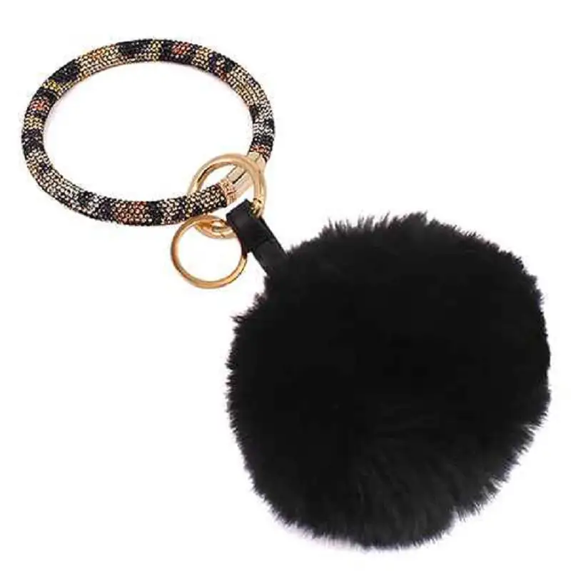 Playful Crystal Pom Pom Keychain