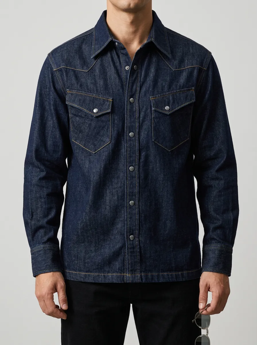Men's Classic Denim Snap-Front Shirt
