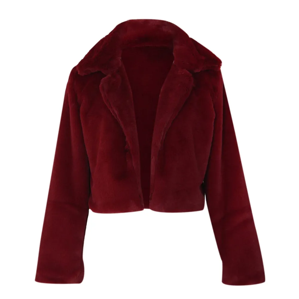Z2-Wine Faux Fur Coat Women with Hood Cropped Bubble Coats Fleece Short Warm Jackets Plus Size Winter Coats for Women