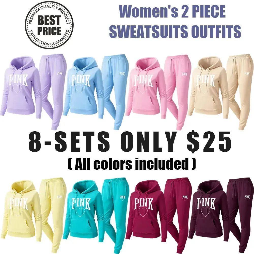 🔥Last Day 89% OFF🔥Women's Pink Heart Print Tracksuit