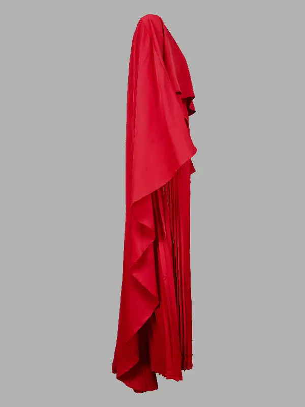 Versatile High Low Pleated Cape Maxi Dress