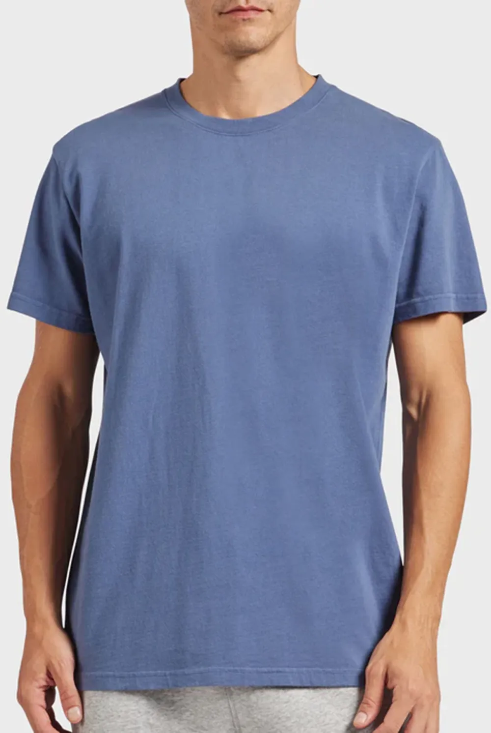 Blue Short Sleeve Crew Neck Basic Tee