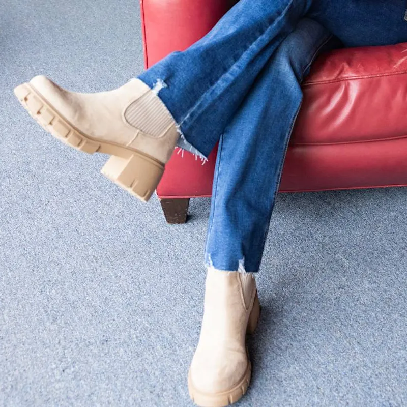 Lug Sole Suede Ankle Bootie