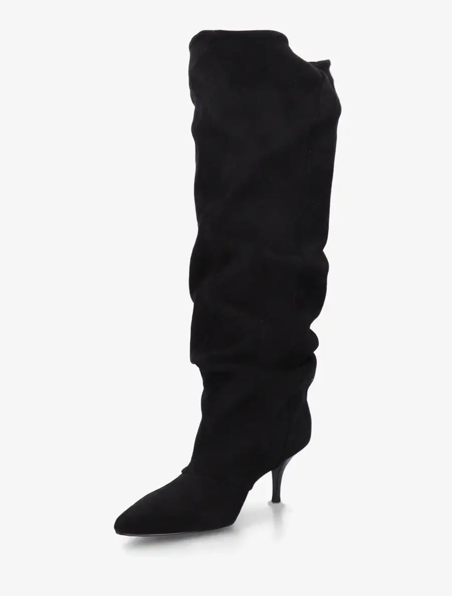 Crafted Look Block Heel Faux Suede Knee High Boots
