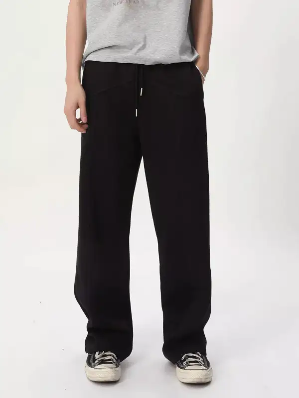 Textured Men's Wide Leg Drawstring Pants