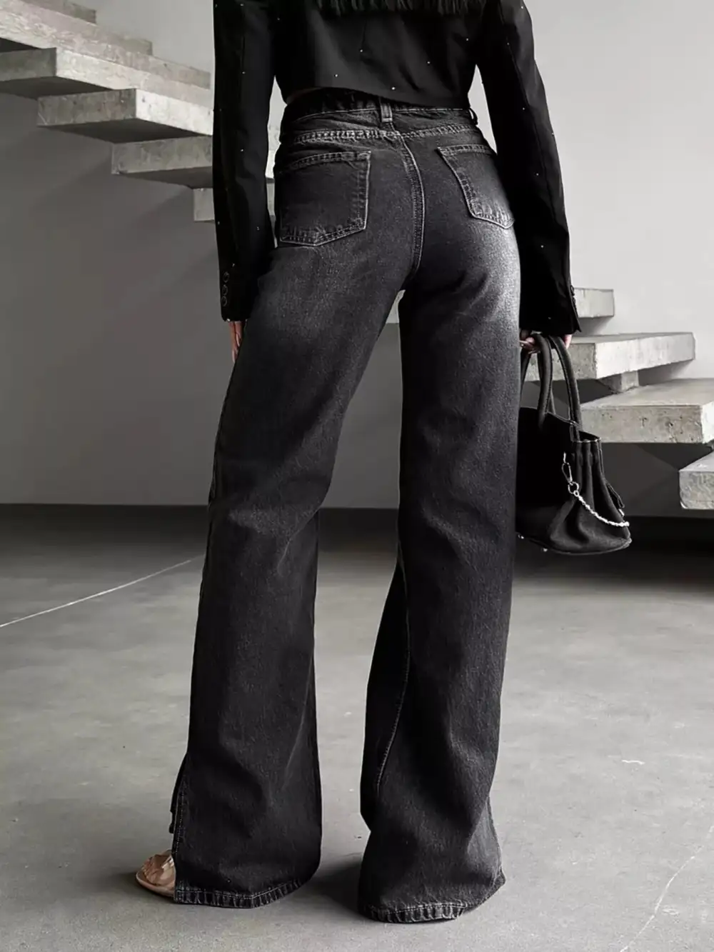 High Waist Slit Denim Jeans