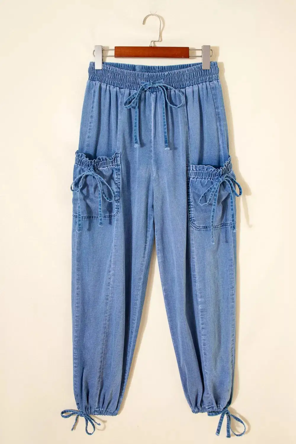 Loose Fit Drawstring Elastic Waist Denim Jeans