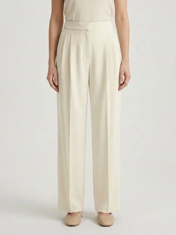 Office Finish Pleated Wide-Leg Trousers