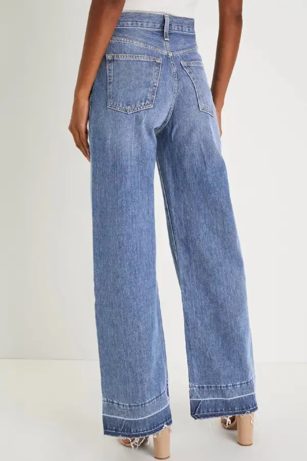 Straight Leg Subtle Texture Denim Jeans