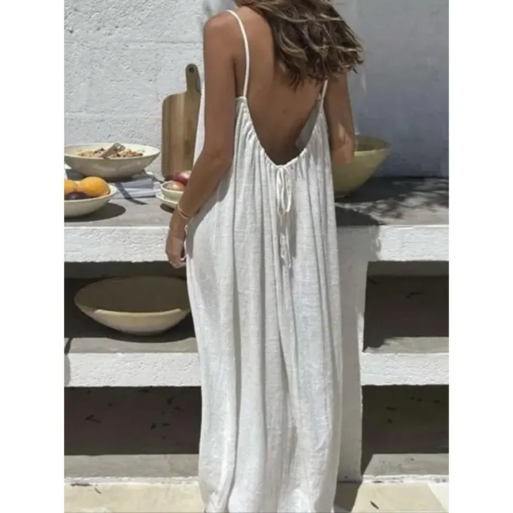 🔥Women's Cotton Linen Backless Loose Dress🔥10-Pack - All Colors Included, Only $24