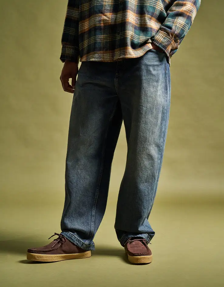 Worn Used Wash Baggy Denim Jeans