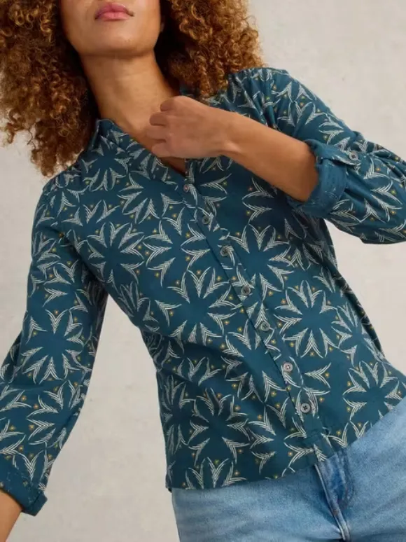 Long-Sleeved Art Graphic Cotton Shirt