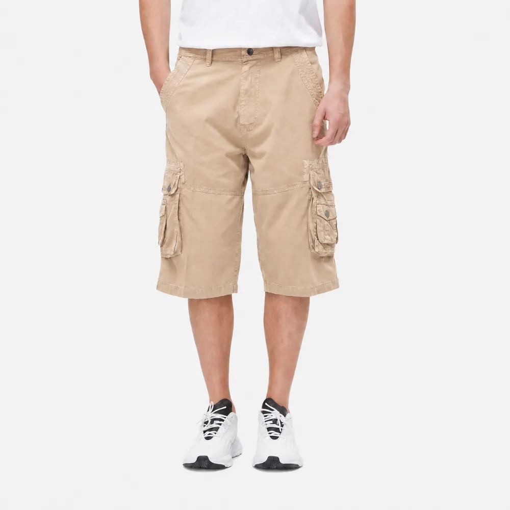 Men's Washed Twill 7-Length Multi-Pocket Cargo Capri Pants
