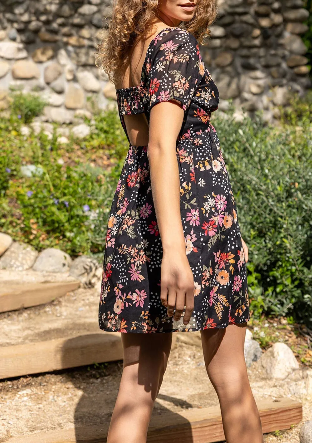 Cutout Back Short Sleeve Dress