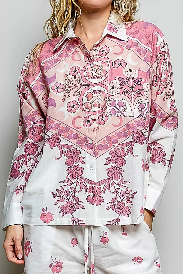 Printed Button Down Shirt