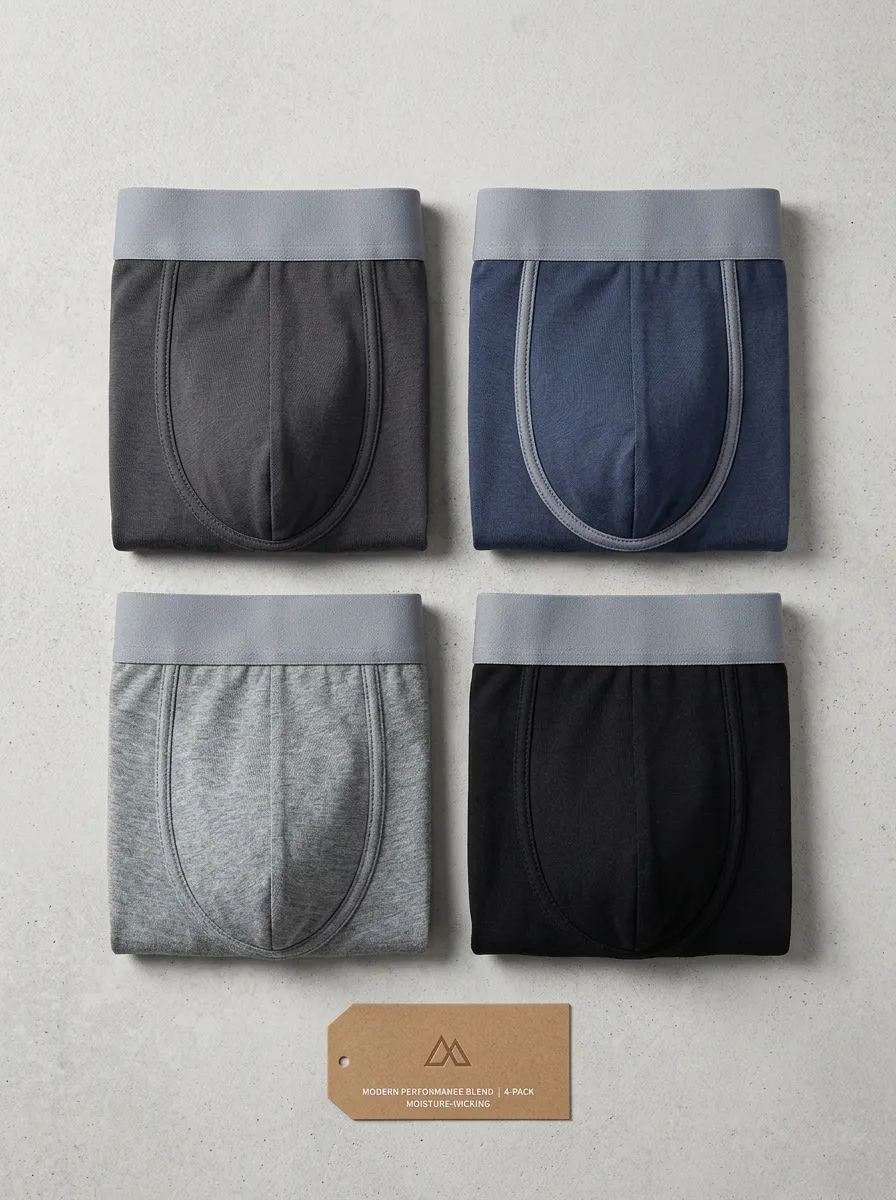 Men's Performance Blend Moisture-Wicking 4-Pack Boxer Briefs