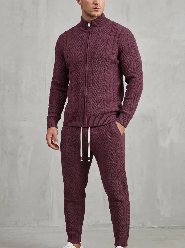 Refined Knit Men's Knit Sweater Tracksuit Set