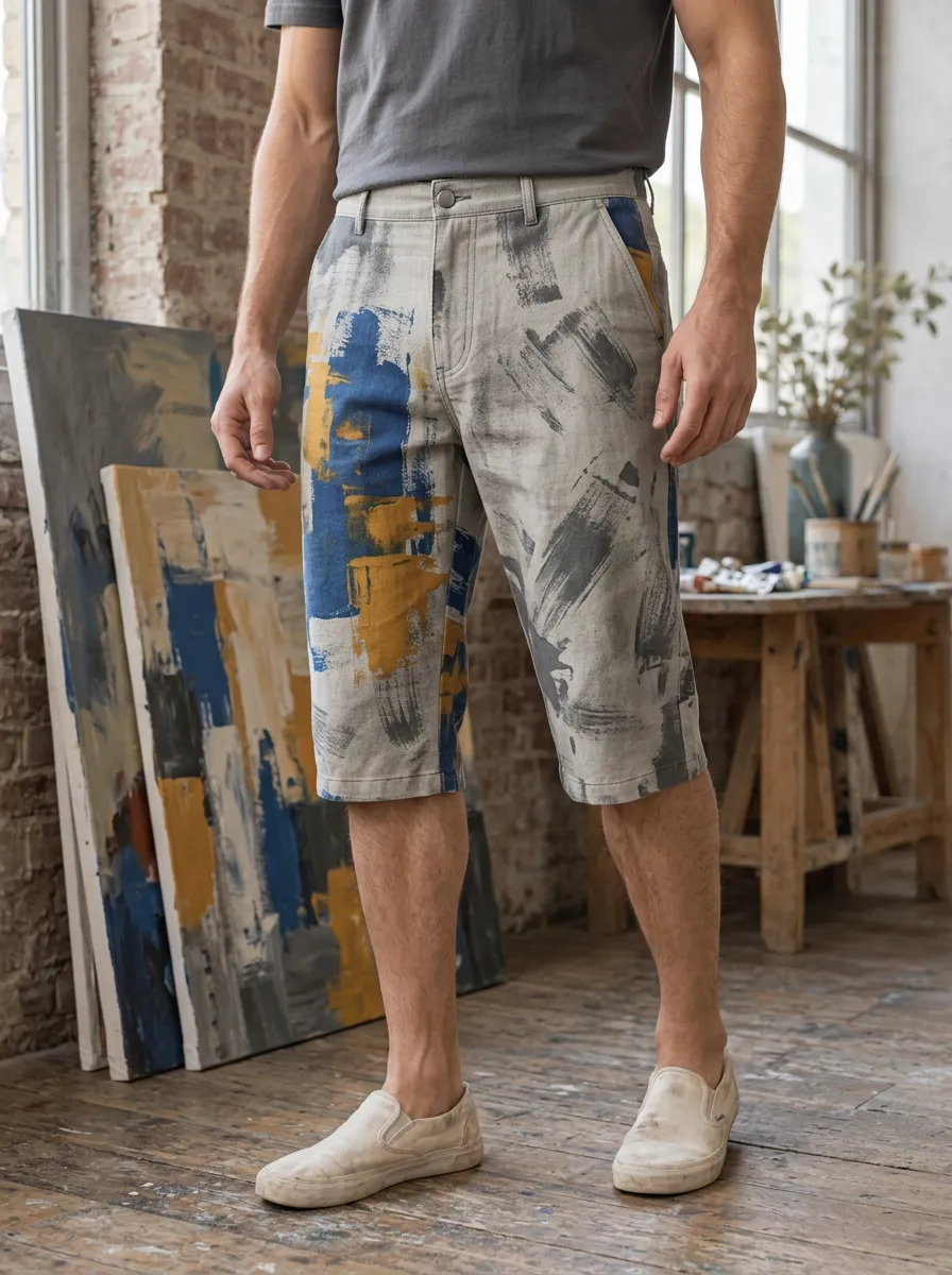 Men's Abstract Art Brushstroke Shorts