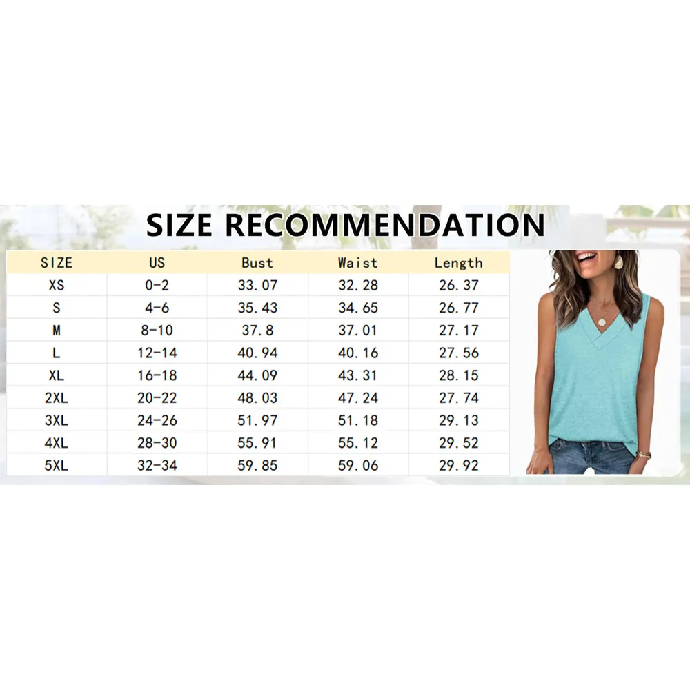 Women's 2026 V Neck Tank Tops Summer Sleeveless Loose Fit Basic Tee Trendy Casual Fashion Tops