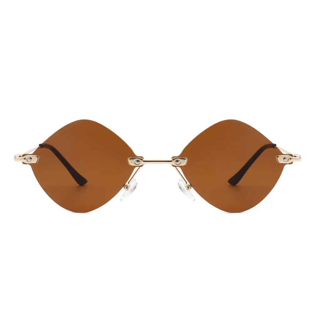 Round Rimless Frame Sunglasses
