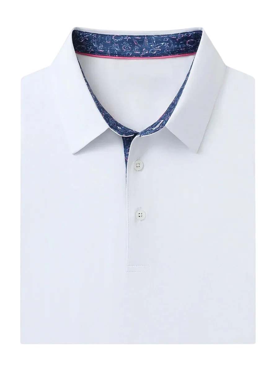 Men'S Designed Collared Solid Performance Polo