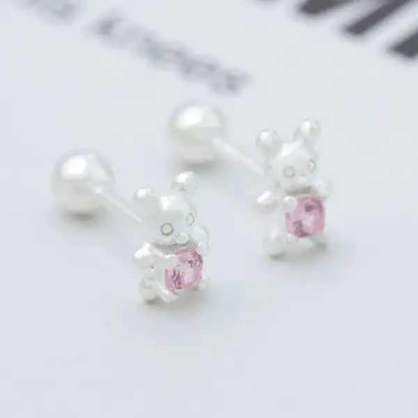 Sterling Silver Bear Stud Earrings