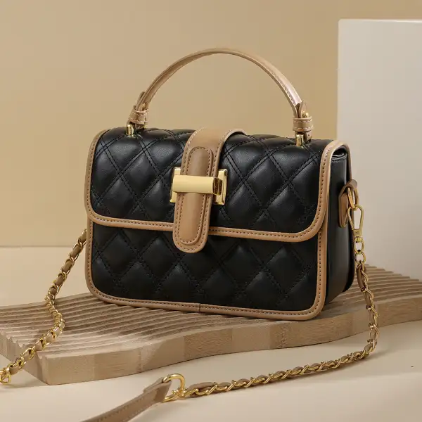 Compact Quilted Chain Strap Crossbody Bag
