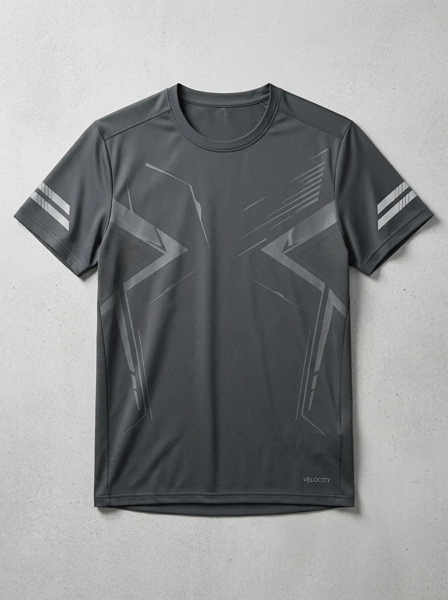 Men's Geometric Graphic Reflective Strip Printed Quick Dry T-Shirt