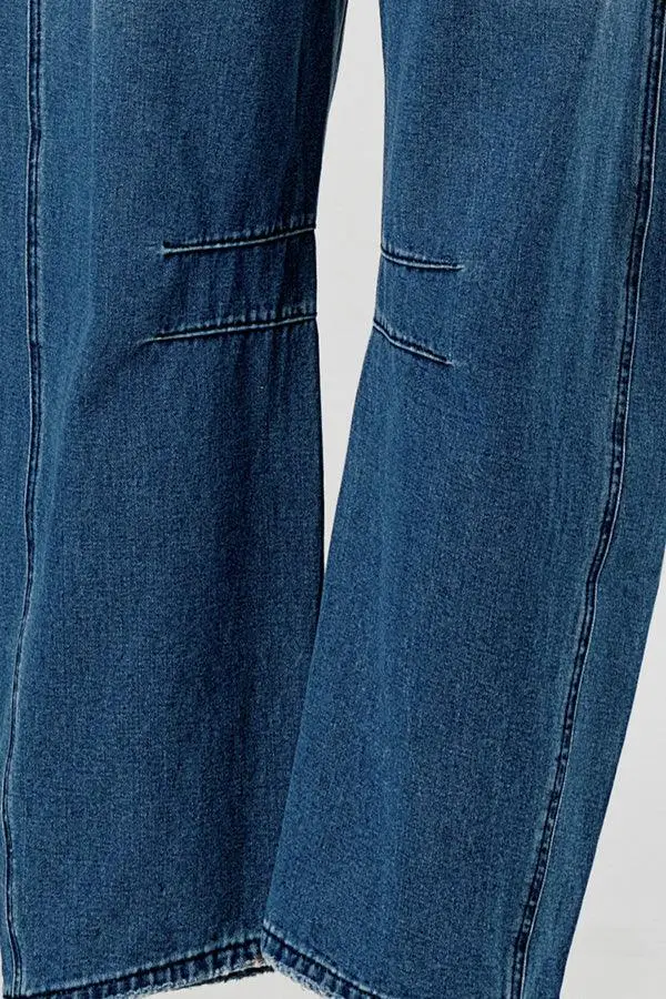 Mid Rise Barrel Denim Pants