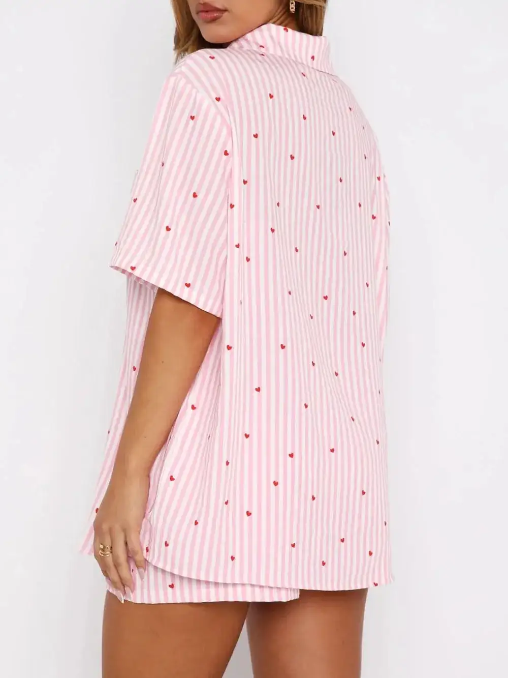 Striped Heart Comfortable Everyday Pajama Set