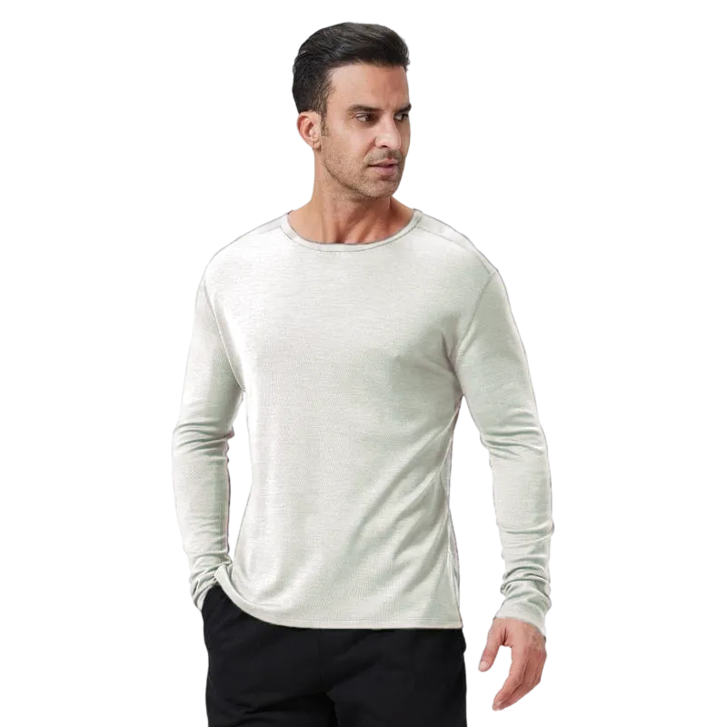 Men's Merino Wool Quick-Drying Hiking Warm Long-Sleeved Underwear Sports ski Base Layer top