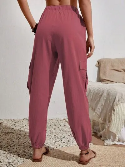 Drawstring Pocketed Cargo-Detail Jogger Pants